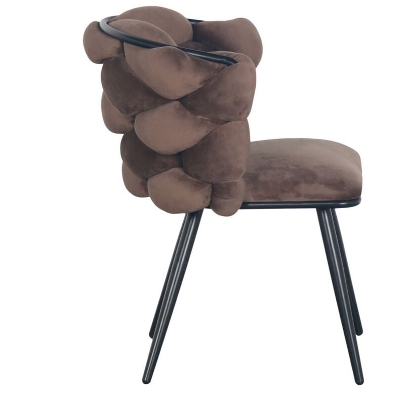Bobochic - Chaise et fauteuil de table Lot de 2 chaises chloe Tissu velours Marron foncé - Marron foncé