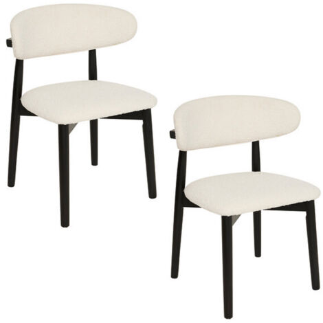 Lot de 2 chaises coloris blanc et structure bois noir - Longueur 51 x Profondeur 56 x Hauteur 78 cm