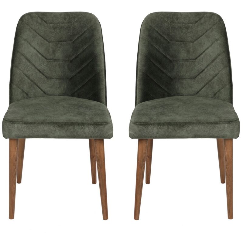 Chaise de salle à manger velours vert foncé et bois noir Kinda - Lot de 2 Chaise de salle à manger velours vert foncé et bois noir Kinda - Lot de 2