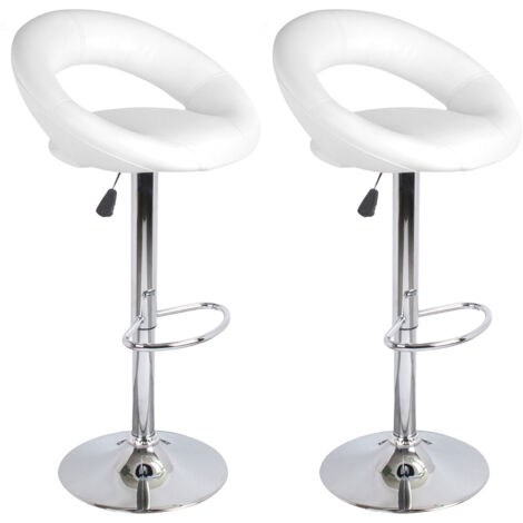 Lot de 2 chaises de bar 40x40x77/97 cm en PU blanc - JAKE