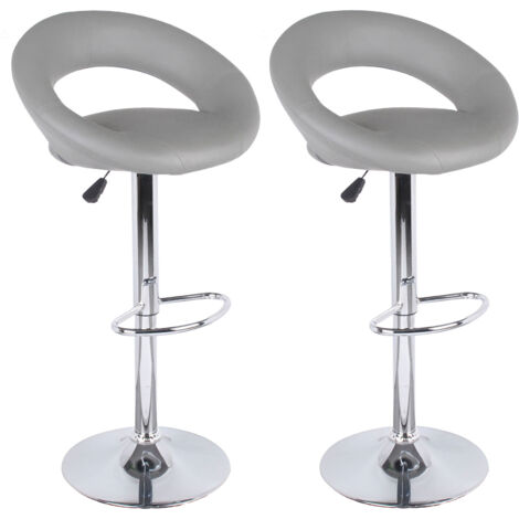 Lot de 2 chaises de bar 40x40x77/97 cm en PU gris - JAKE