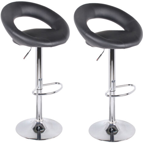 Lot de 2 chaises de bar 40x40x77/97 cm en PU noir - JAKE