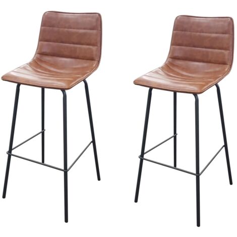 Lot de 2 chaises de bar 44x47x95 cm en PU marron - LIZON