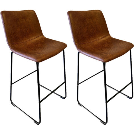 Lot de 2 chaises de bar 48x56x99 cm vintage cognac