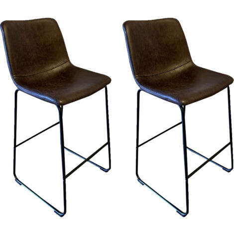 Lot de 2 chaises de bar 48x56x99 cm vintage marron foncé