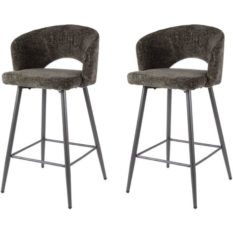Lot de 2 chaises de bar 51x50x94 cm en tissu texturé marron