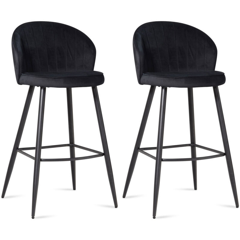 M&s - Lot de 2 chaises de bar 56x52,5x102,5 cm en velours noir M&s - Lot de 2 chaises de bar 56x52,5x102,5 cm en velours noir