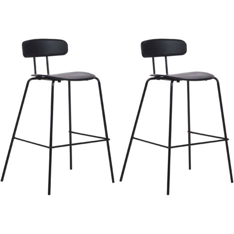 Lot de 2 Chaises de Bar à Hauteur de Comptoir en Plastique Pieds en Métal Noir