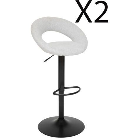 Lot de 2 chaises de bar, chaises hautes réglables en PU coloris gris et pieds en métal noir - Longueur 48,5 x Profondeur 51,5 x Hauteur 96 cm