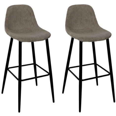 Lot de 2 Chaises de Bar Côtelé "Scott" 100cm Taupe