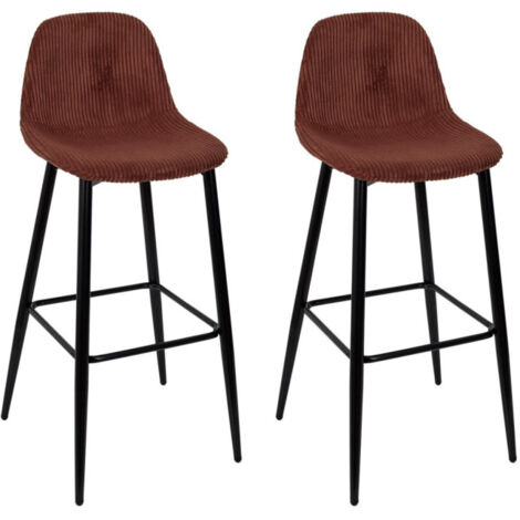 Lot de 2 Chaises de Bar Côtelé "Scott" 100cm Terracotta