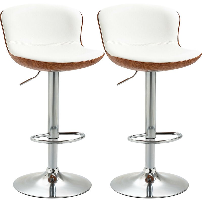 MH - Lot de 2 chaises de bar derry aspect bois et crème