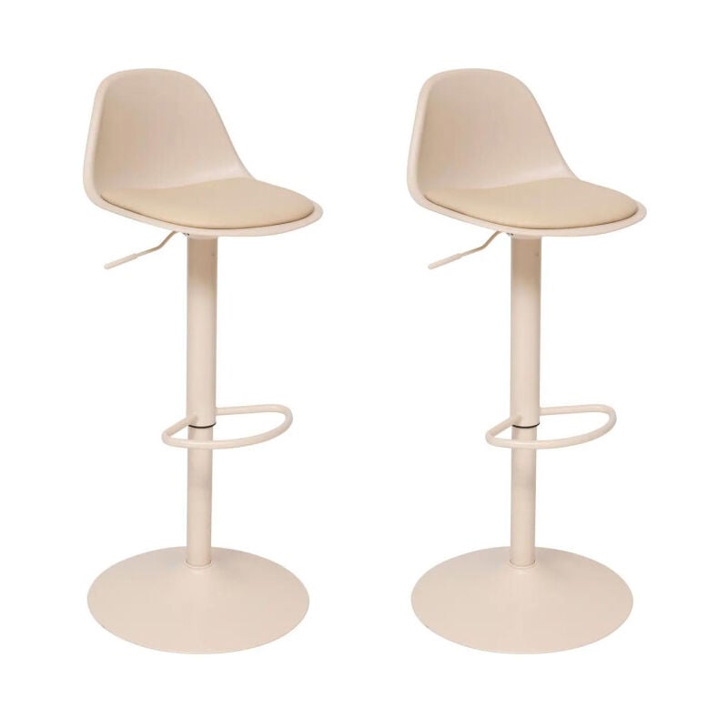 Atmosphera - Lot de 2 Chaises de Bar Design 'Aiko' 82-103cm Beige