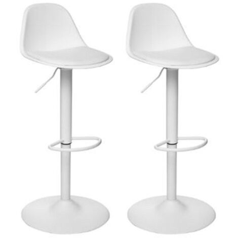 Lot de 2 Chaises de Bar Design "Aiko" 82-103cm Blanc