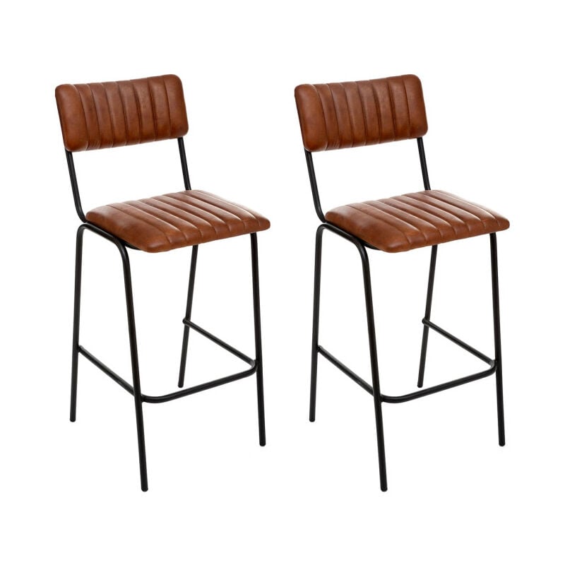 Atmosphera - Lot de 2 Chaises de Bar Design 'Dario' 103cm Marron