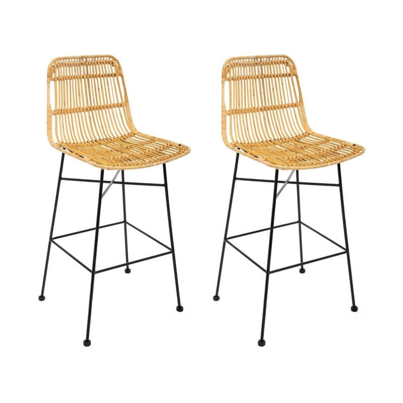 Atmosphera - Lot de 2 Chaises de Bar Design 'Kubu' 100cm Naturel