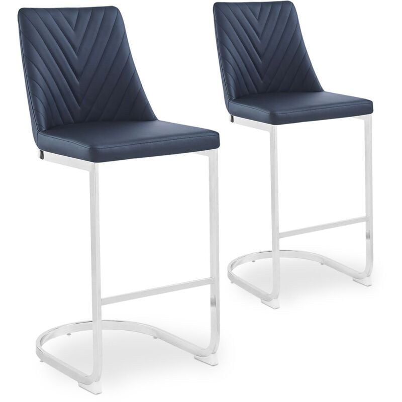 Cotecosy - Lot de 2 chaises de bar design Mistigri Simili Noir