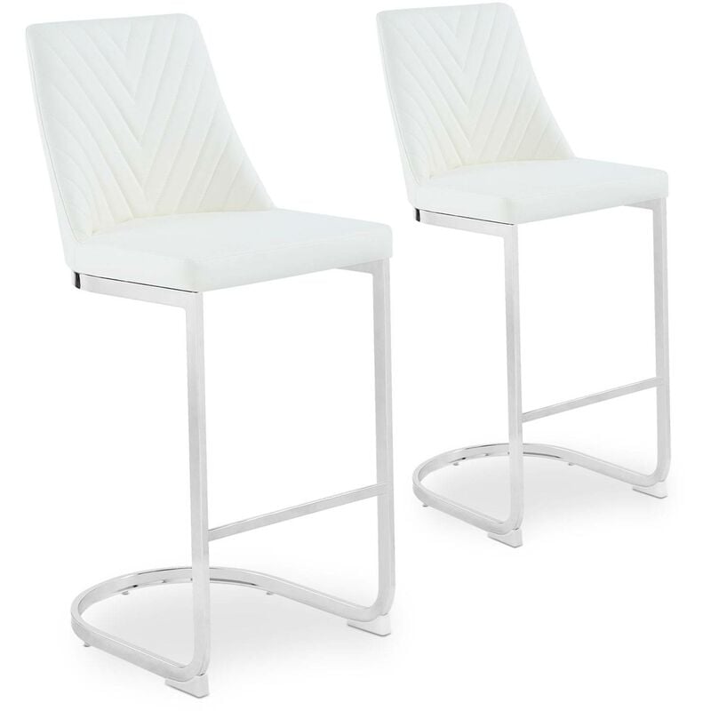 cotecosy - lot de 2 chaises de bar design mistigri simili blanc - blanc
