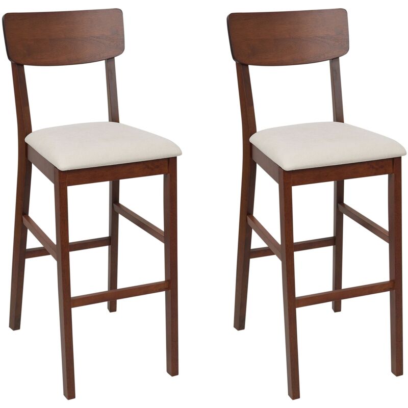 Beliani - Lot de 2 Chaises de Bar en Bois Foncé Assise Tapissée Beige Clair Ambler
