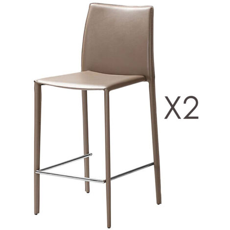 Lot de 2 chaises de bar en cuir recyclé coloris sable - BORA BORA