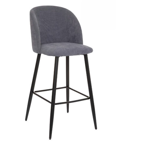 Lot de 2 chaises de bar en fer et bois coloris gris - Longueur 48 x profondeur 56 x hauteur 106 cm -PEGANE-