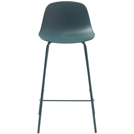 Lot de 2 chaises de bar en plastique et métal H67,5cm - Vert d'eau - HEL