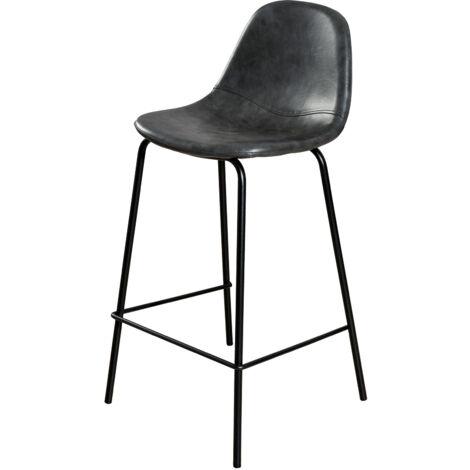 Lot de 2 chaises de bar en PU noir - INDUSTRIO