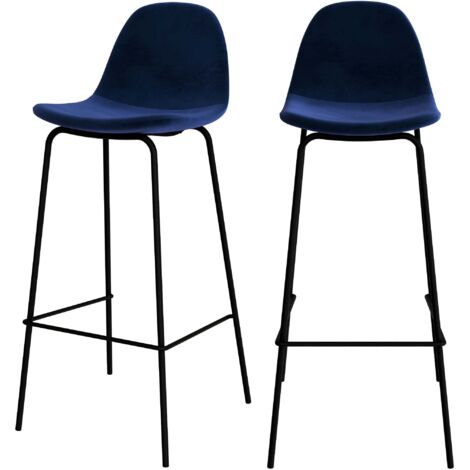 Lot de 2 chaises de bar en velours bleu foncé 75 cm - HENRIK