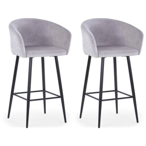 Lot de 2 Chaises de Bar en Velours "Kandi" 106cm Argent