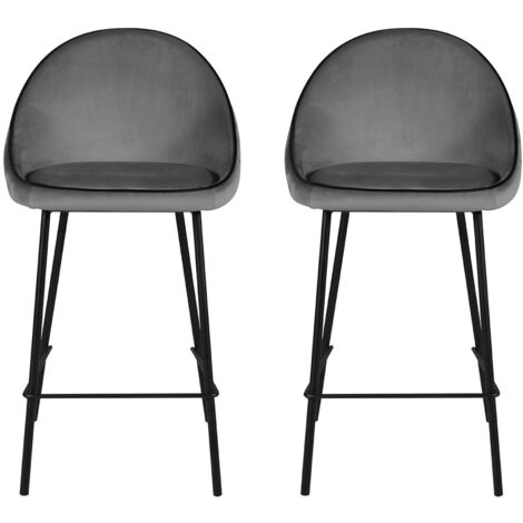 Lot de 2 chaises de bar H65 cm en tissu anthracite - ABAYA