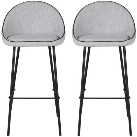 Lot de 2 chaises de bar H65 cm en tissu gris clair - ABAYA
