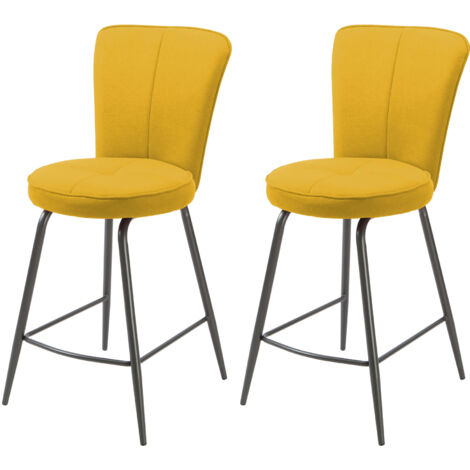 Lot de 2 chaises de bar H65 cm en tissu jaune - BOLTBY