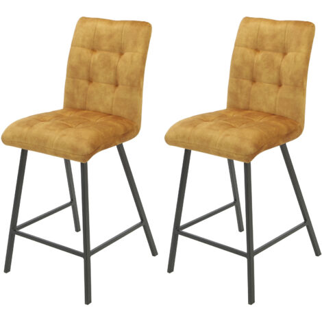 Lot de 2 chaises de bar H65 cm en tissu jaune - RIBOLT