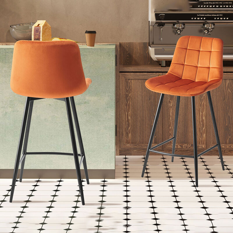 M&s - Lot de 2 chaises de bar H65 cm en velours orange - juzo