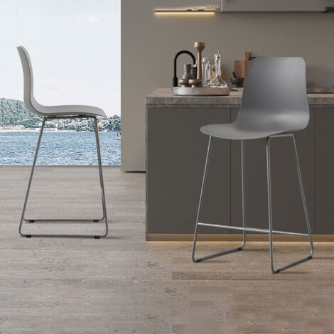 Lot de 2 chaises de bar H65 cm gris - NORYZ