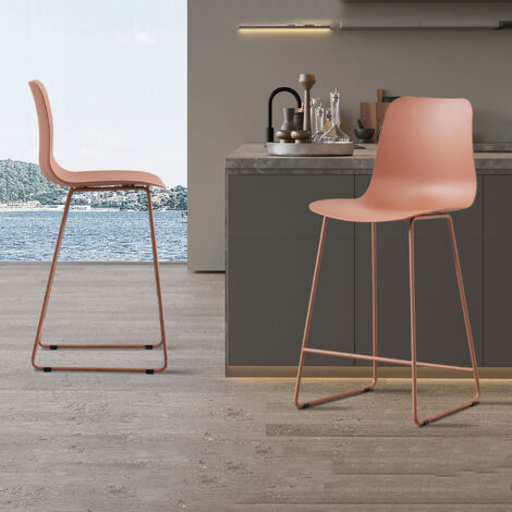 Lot de 2 chaises de bar H65 cm terracotta - NORYZ