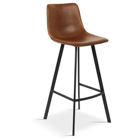 Lot de 2 chaises de bar H68 cm en PU camel - POHAN