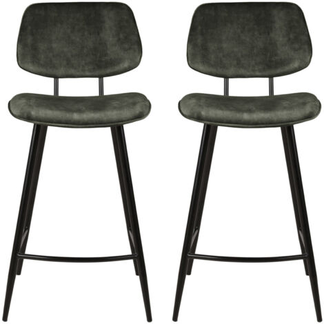 Lot de 2 chaises de bar H68 en tissu velours vert foncé - SITEA