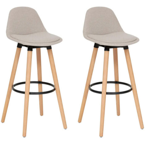Lot de 2 Chaises de Bar "Maxon" 92cm Beige
