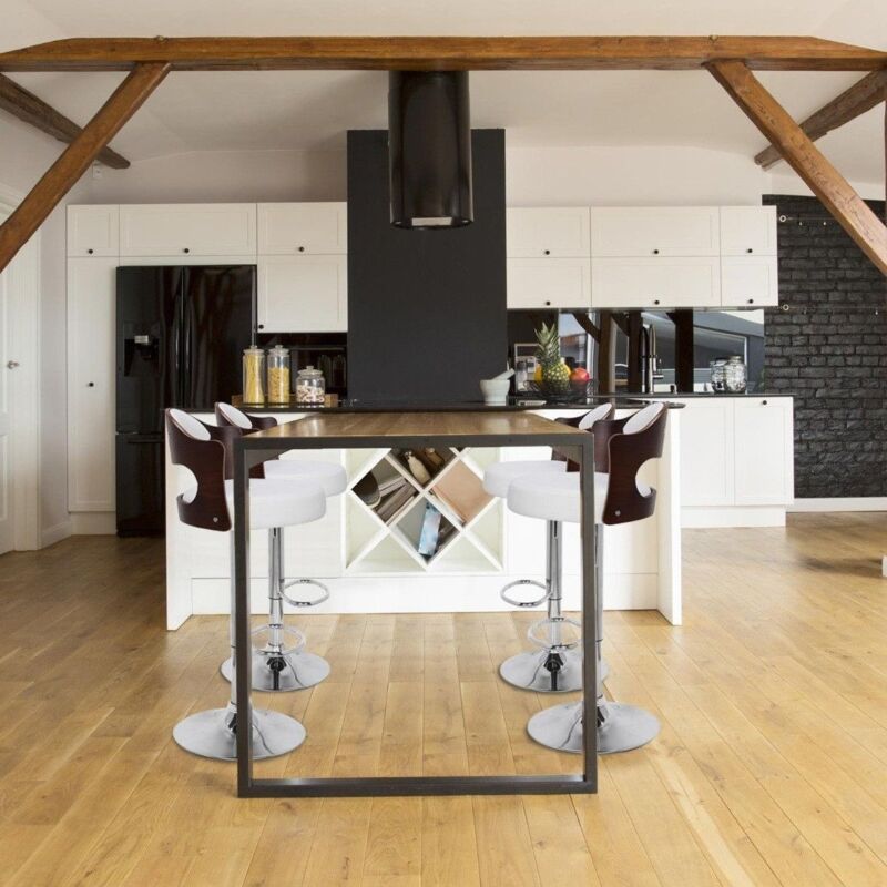 Cotecosy - Lot de 2 chaises de bar Ruben Bois Noisette & Blanc