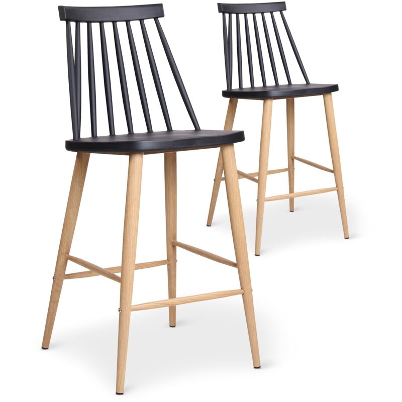 Lot de 2 chaises de bar scandinaves Trouville Noir Lot de 2 chaises de bar scandinaves Trouville Noir