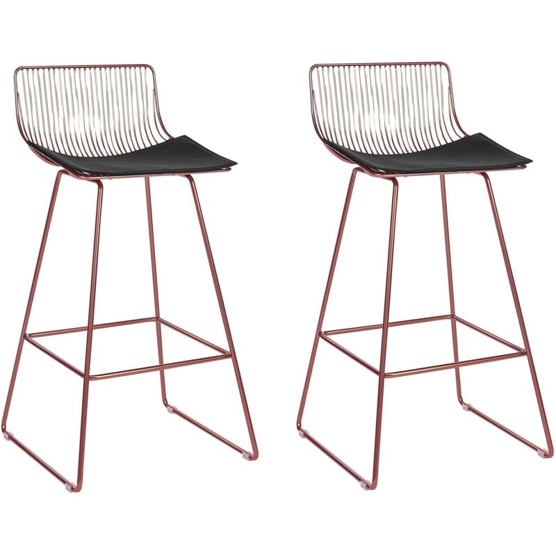 Beliani - Lot de 2 Chaises de Bar Style Industriel en Acier Rose Doré et Cuir pu Fredonia