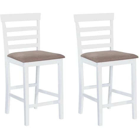 Lot de 2 Chaises de bar Tabourets de bar - Tabouret Haut Blanc Tissu BV844406