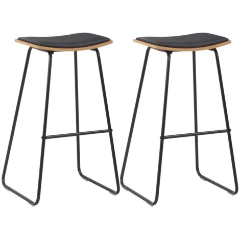 Lot de 2 Chaises de bar Tabourets de bar - Tabouret Haut Noir Similicuir BV610460 - BonneVie