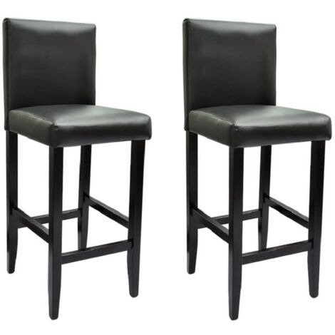 Lot de 2 Chaises de bar Tabourets de bar - Tabouret Haut Noir Similicuir BV889724 - BonneVie
