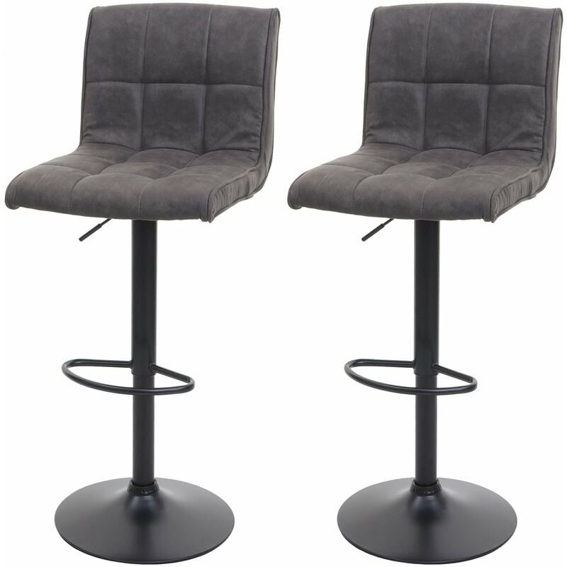 Décoshop26 - Lot de 2 chaises de bar tabourets de comptoir hauteur réglable en tissu effet daim gris foncé 040000121