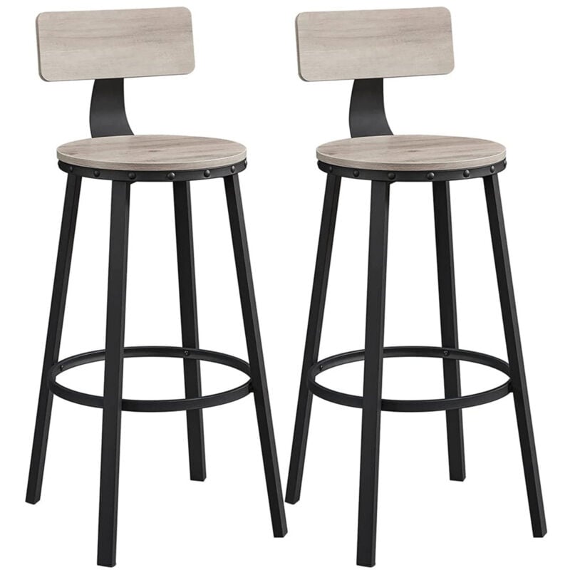 Helloshop26 - Lot de 2 chaises de bar tabourets hauts avec dossier siège de cuisine cadre en acier montage facile siège de 73 cm de haut style