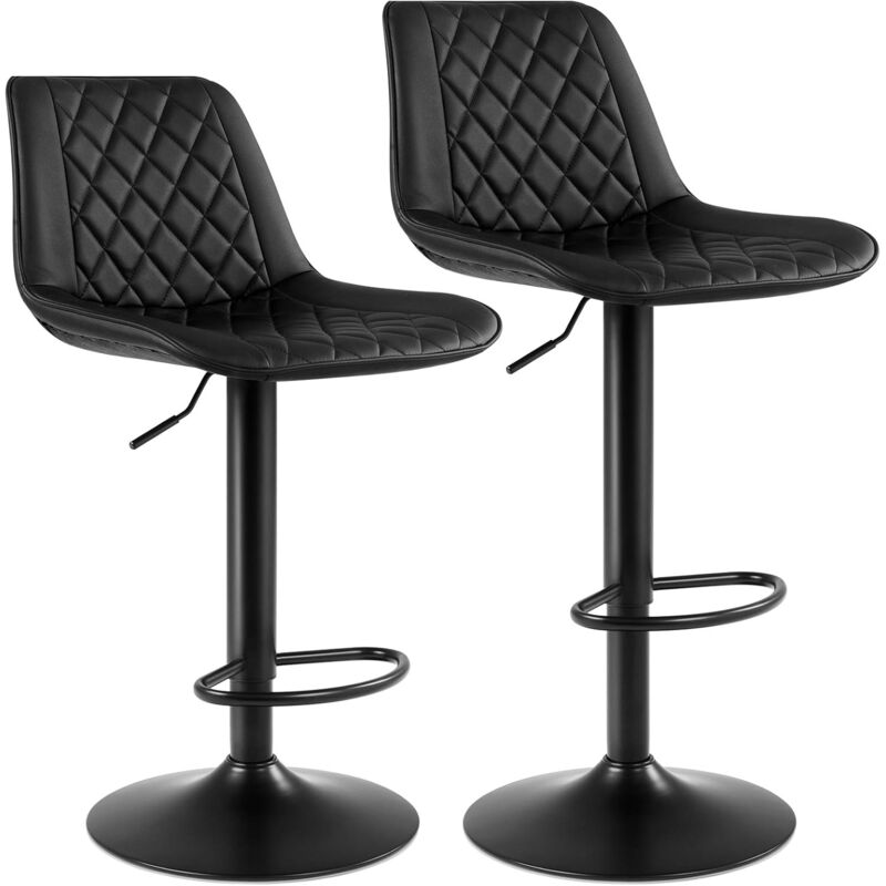 Lot de 2 chaises bar, tabourets hauts, siege cuisine, hauteur reglable, avec dossier et siege <strong>rembourre</strong>, <strong>repose</strong>-<strong>pieds</strong> en metal, surface
