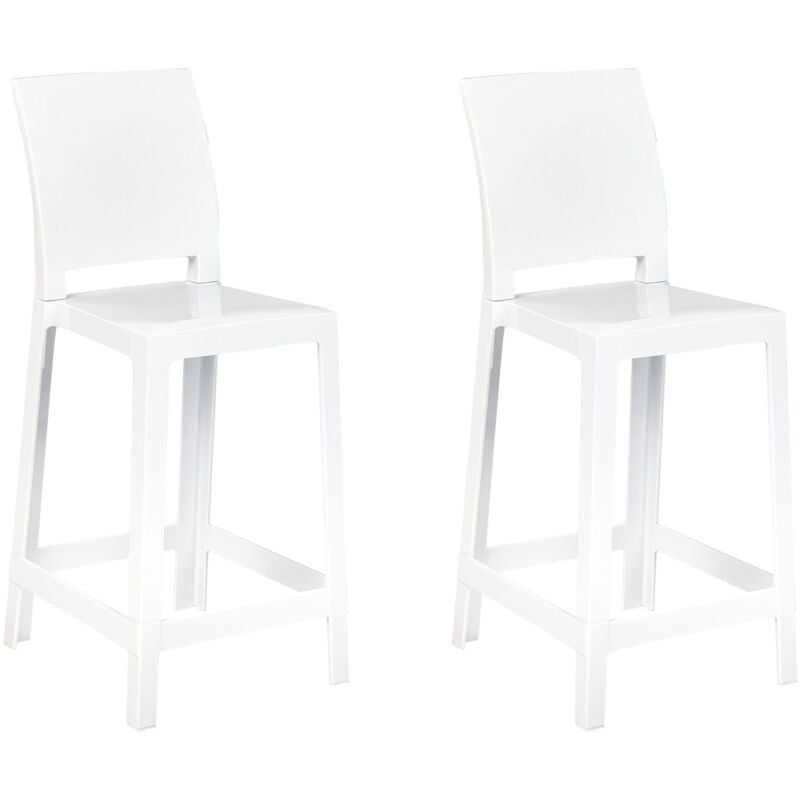 Beliani - Lot de 2 Chaises de Bar Blanches Hautes pour Cuisine Moderne Wellington
