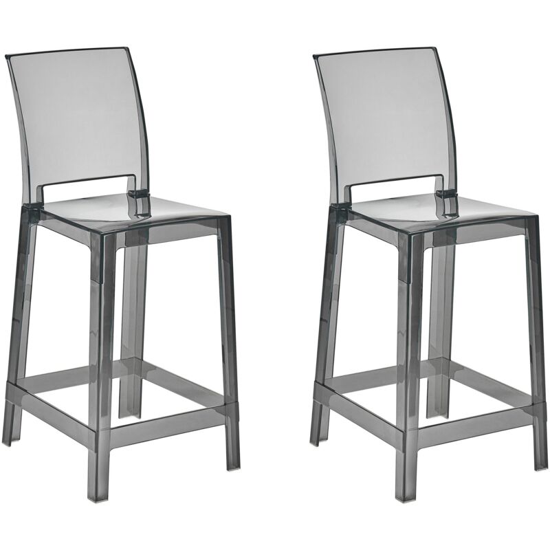 Beliani - Lot de 2 Chaises de Bar Transparentes Noires Hautes pour Cuisine Moderne Wellington